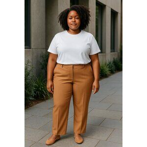 Lane Bryant Womens Brown High Rise Wide Leg Flat Front Dress Casual Pants Sz 20